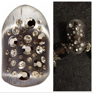 Rouge Jardin smoke resin crystal saddle ring new